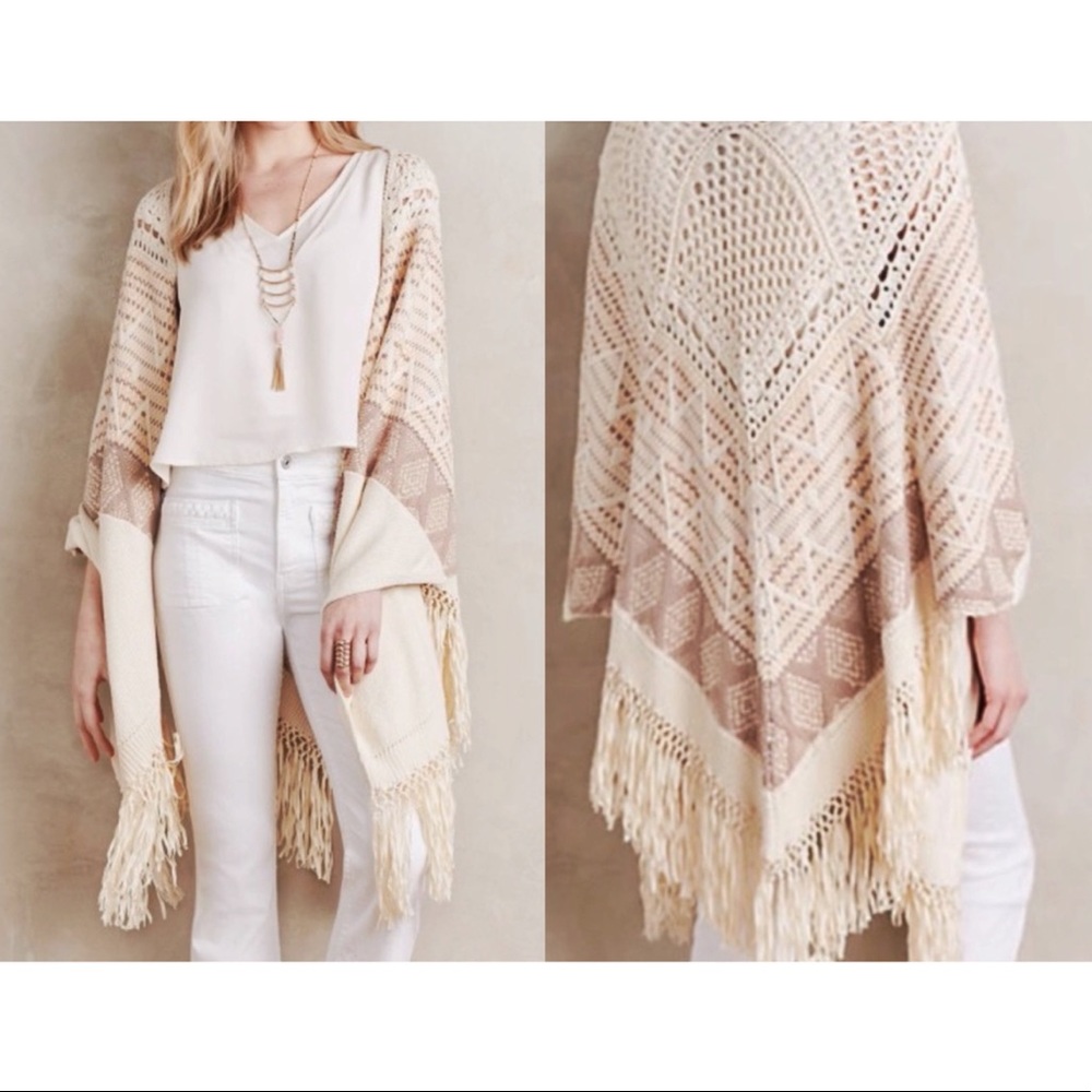 Anthropologie - Moth Gorgeous Knit Fringe Kimono